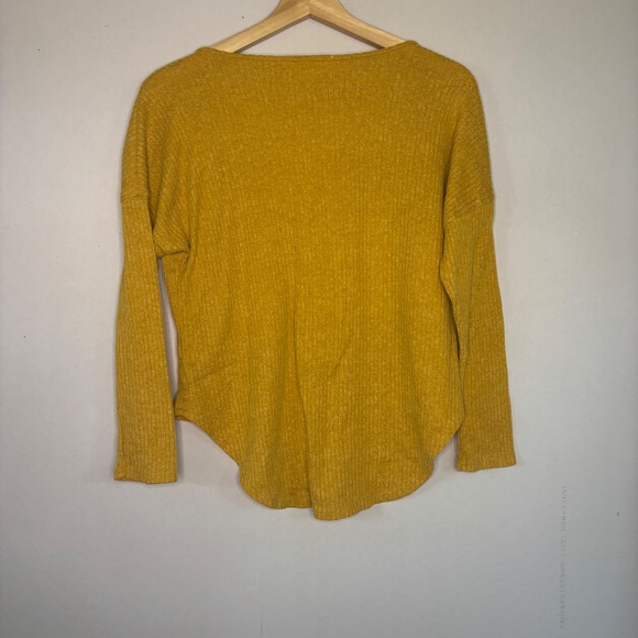 Liberty Love Womens Yellow Ribbed Button Up Sweater Size Small - Picture 5 of 5